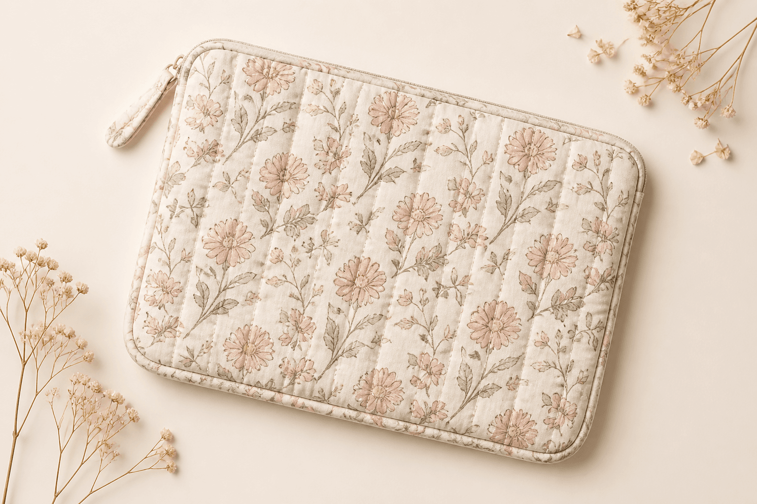 Cotton Quilted Laptop Sleeve Bag